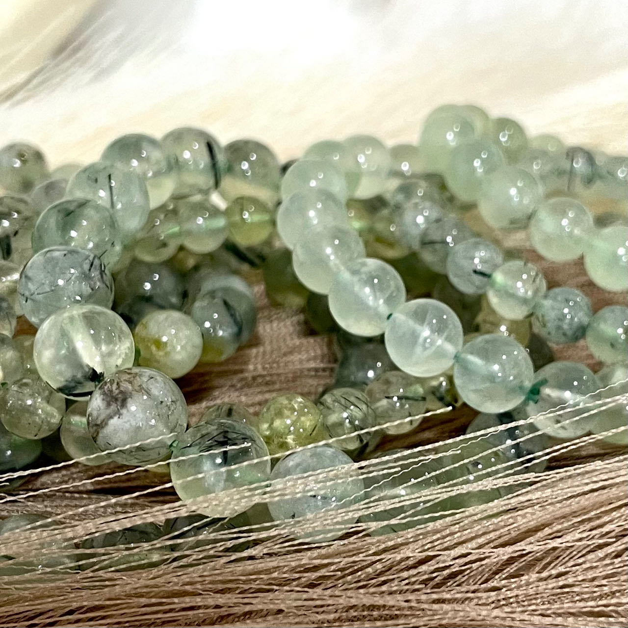 Prehnite Bracelet 7~10mm Energy Healing Crystals Jewelry for Women DIY Bracelet From IG Crystal