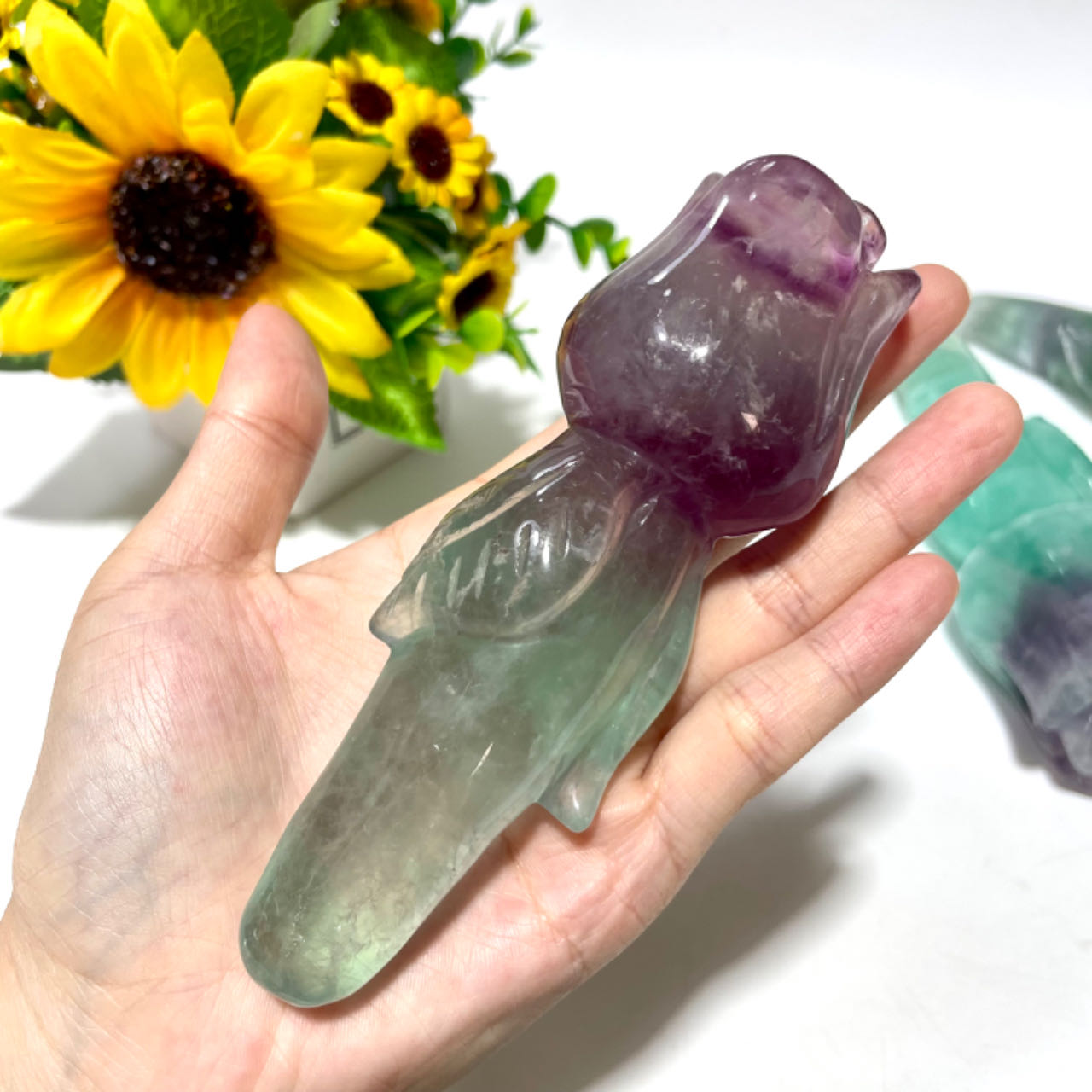 1 Count Big Fluorite Flower Crystal Carving Healing Crystal Gem Reiki Healing Home Decor Crystal Jewelry Shop Pretty Crystals From IG Crystal