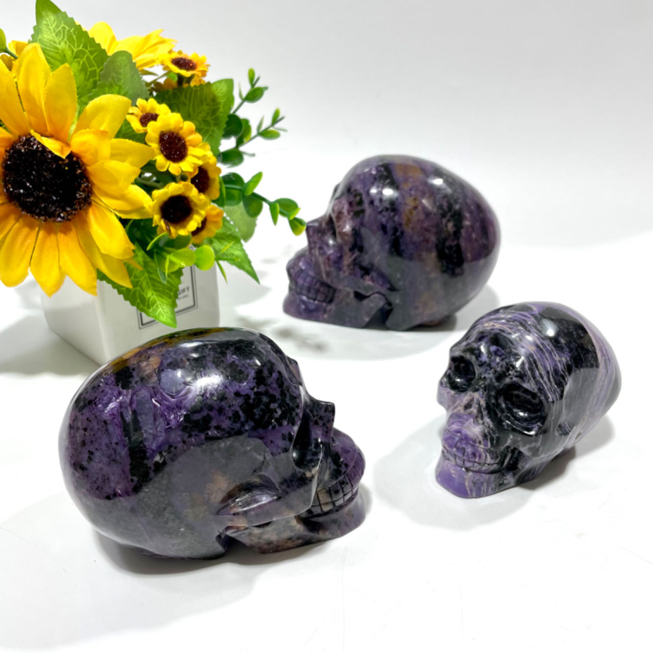 1 Count Big Charoite Skull Healing Crystal Gem Reiki Healing Home Decor Crystal Jewelry Shop Pretty Crystals From IG Crystal