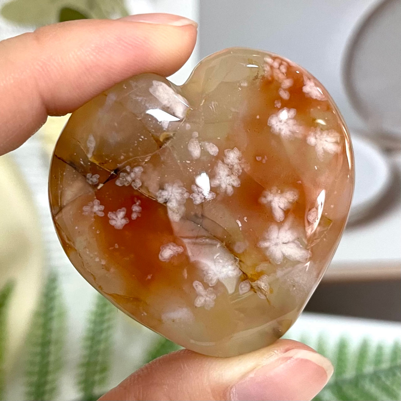 9~13PCS Heart Shape Pink Flower Agate Crystal 400g 3.5~5cm Healing Stone Home Decoration From IG Crystal
