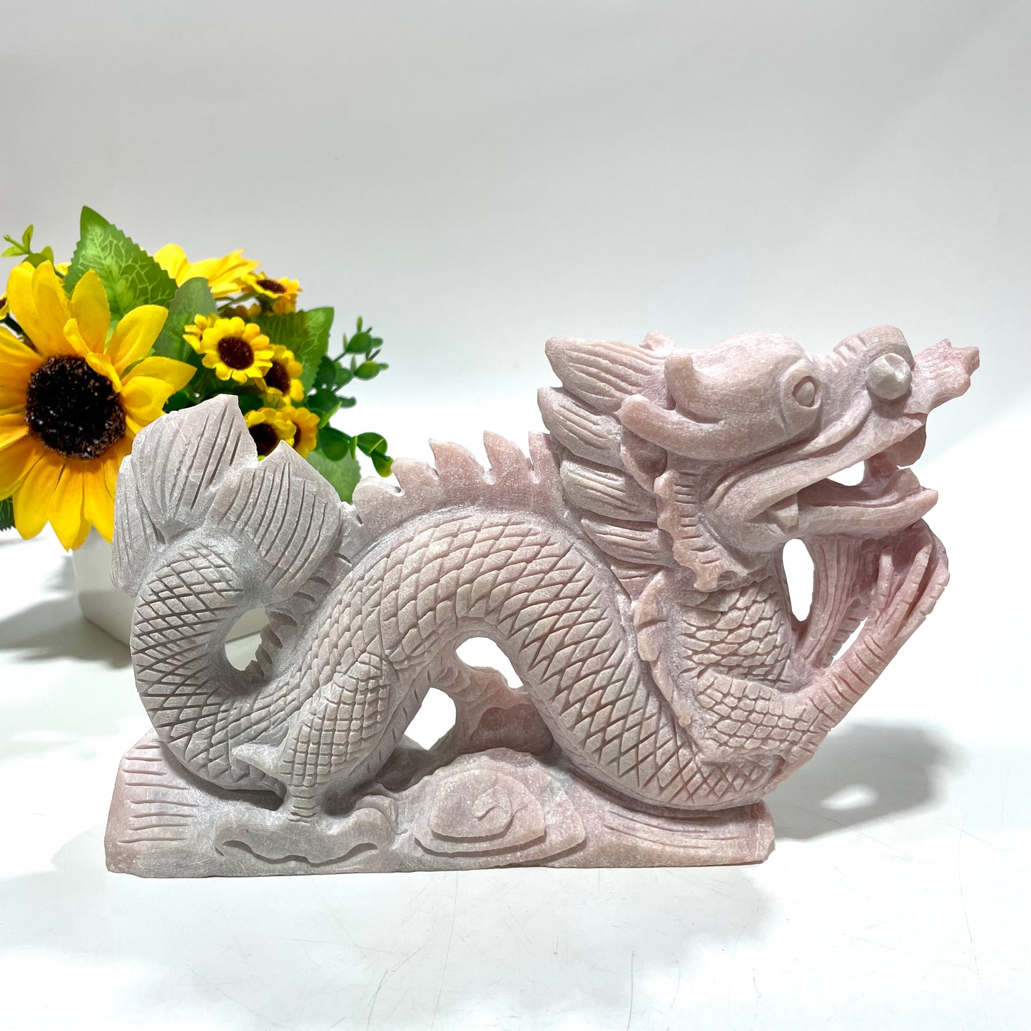 1 Count Pink Opal Dragon Crystal Carving Healing Stones Natural Stone Chakra Balancing Reiki Home Office Decor From IG Crystal