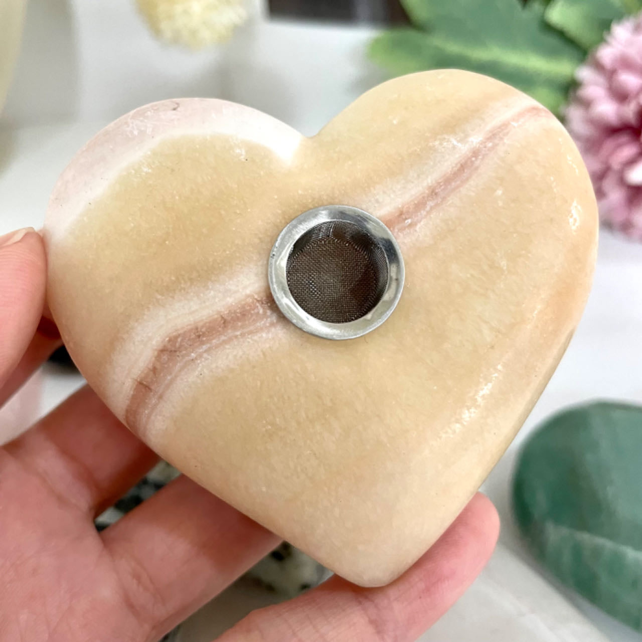 Different Maerail Heart Shape Pipe Stochastic 2PCS Rose Quartz Clear Quartz Black Obsidian Green Aventurine Kiwi Jasper From IG Crystal