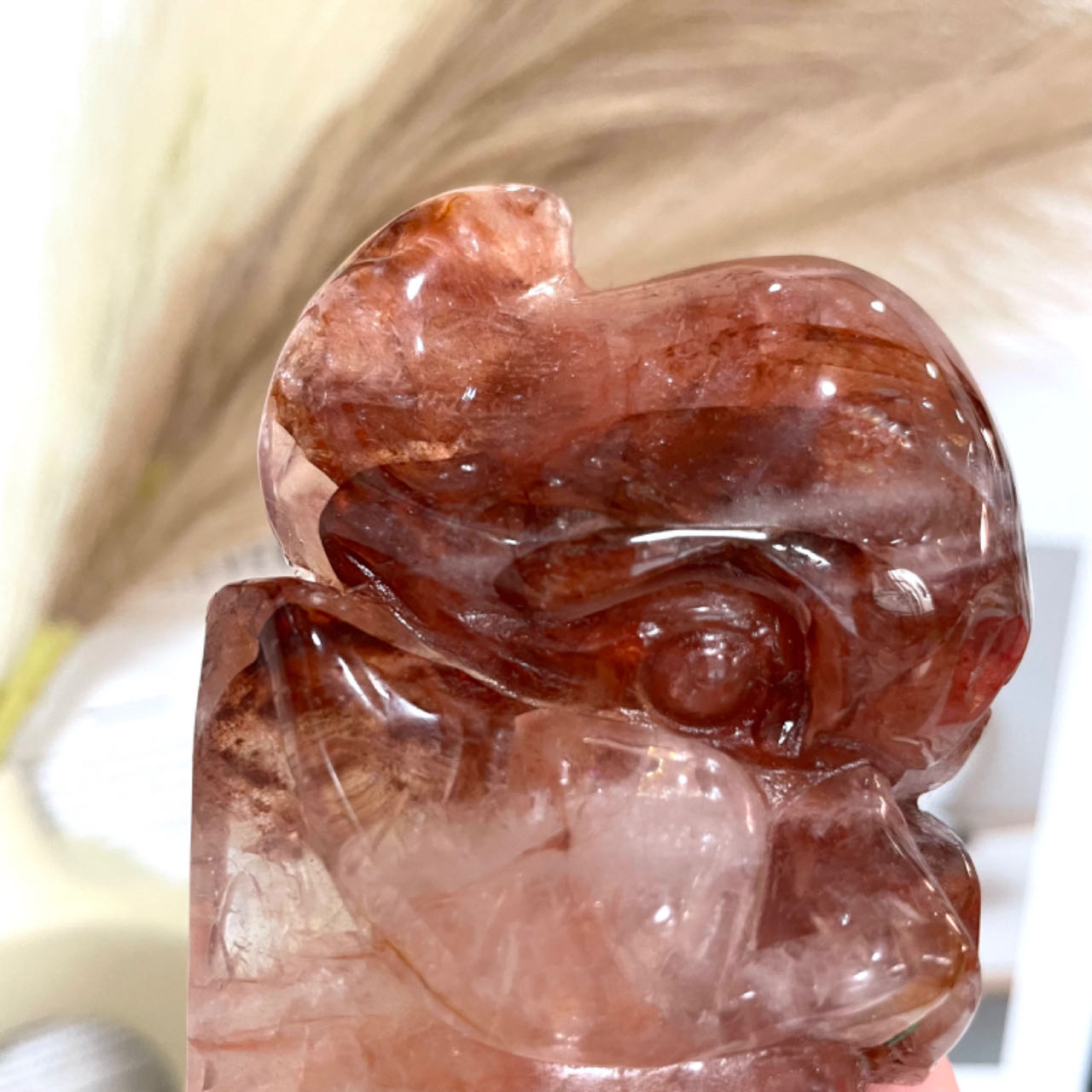 1PCS Fire Quartz Mask Crystal Healing Stone Home Decoration From IG Crystal