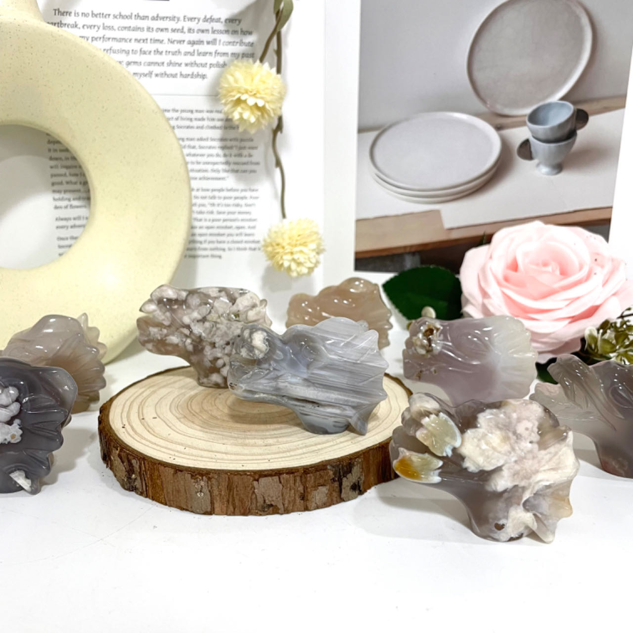 Flower Agate Dragon Head High Quality Natural Crystals (Stochastic 2pc) From IG Crystal