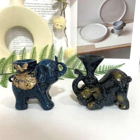 2PCS Elephant Stand Black Blue Healing Stone Home Decoration For Crystal Ball From IG Crystal