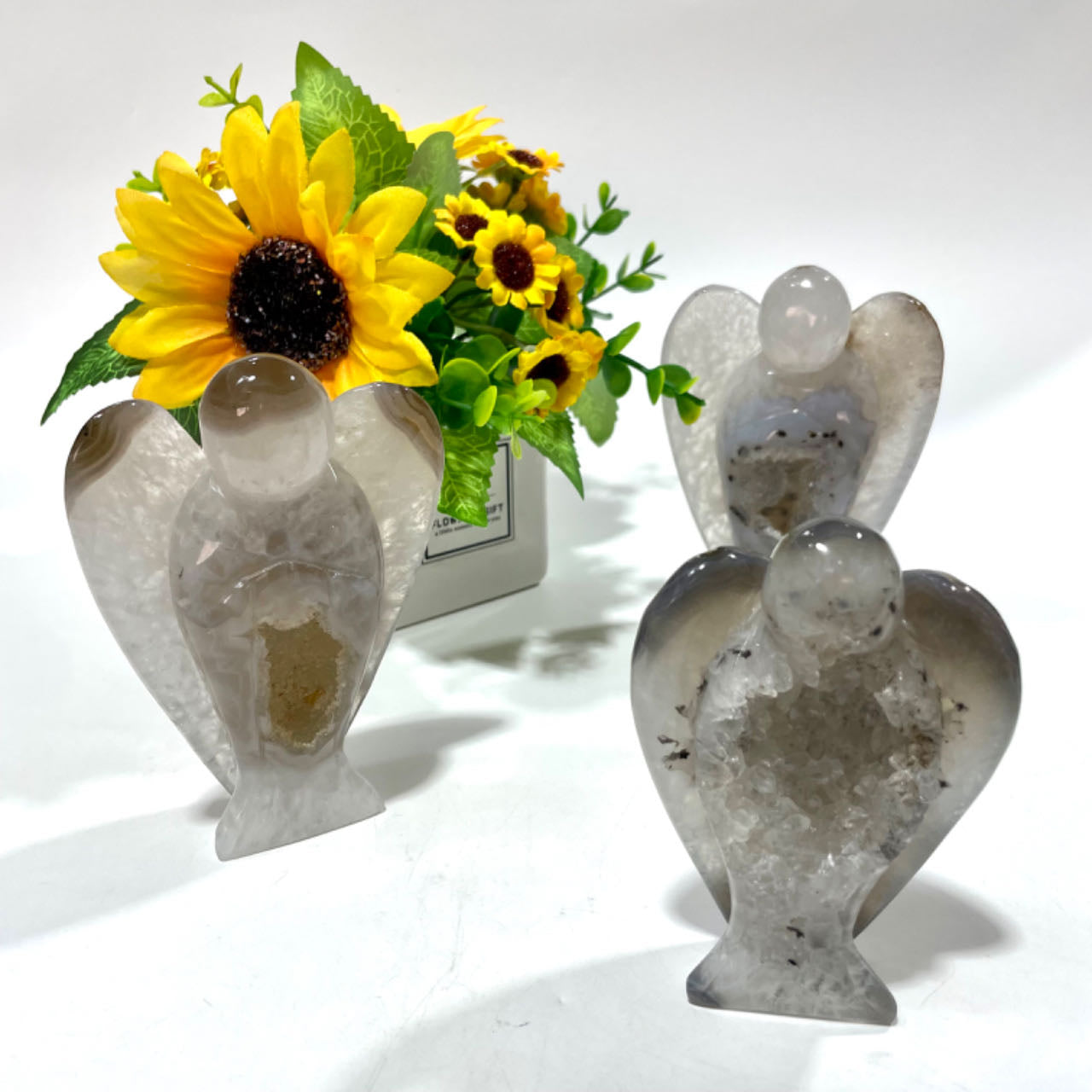 1 Count Geode Angel Crystal Carvings Natural Stone Gem Mining Chakra Balancing Reiki Healing Crystal Mystery Crystal Display Crystal Shopping Online Home Office Decor From IG Crystal