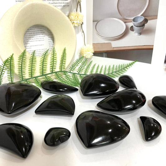 Rainbow Obsidian Heart Moon Shape Stone Crystal Healing Stone Home Decoration From IG Crystal