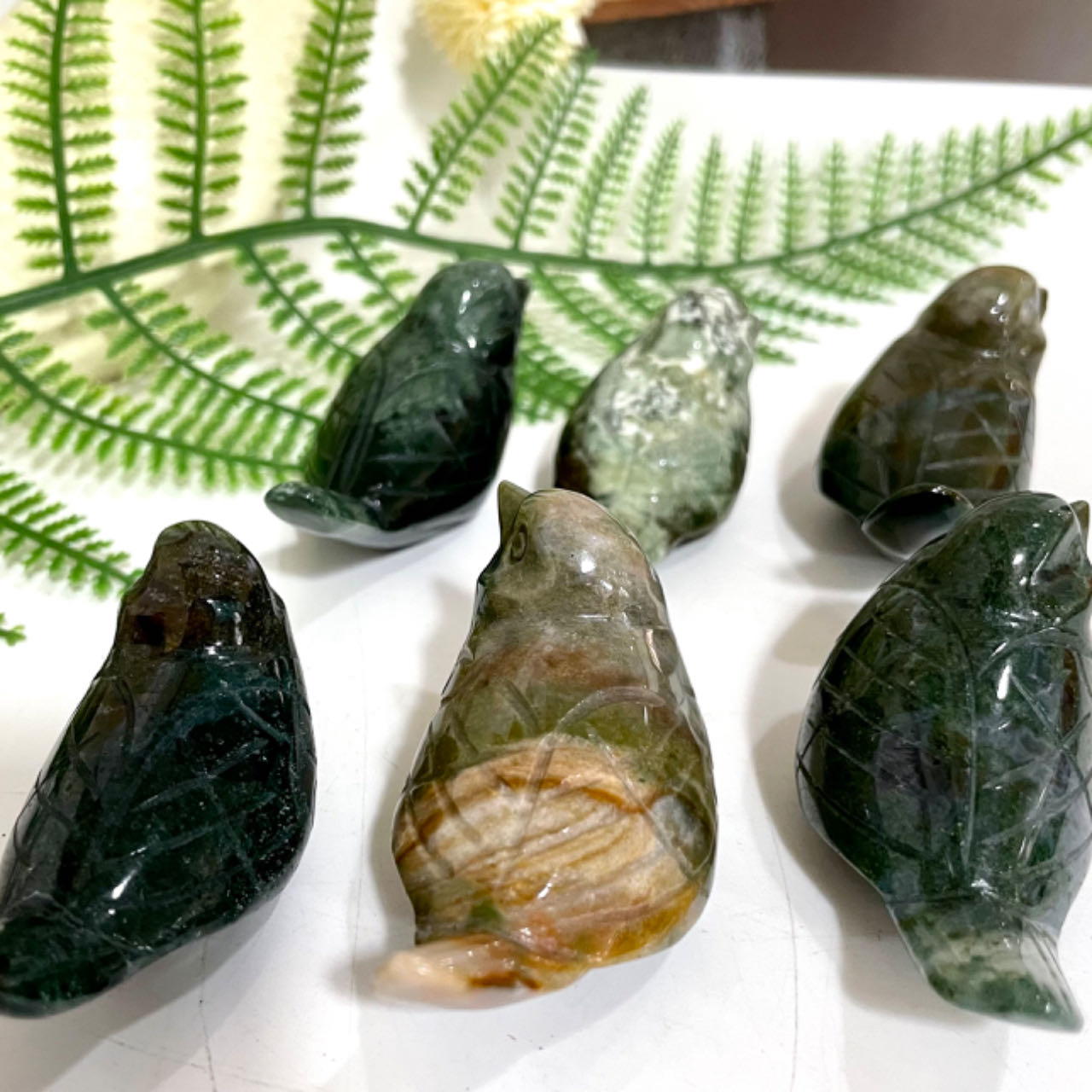 Ocean Jasper Bird Crystal Carving 2 counts Healing Stone Home Decoration From IG Crystal