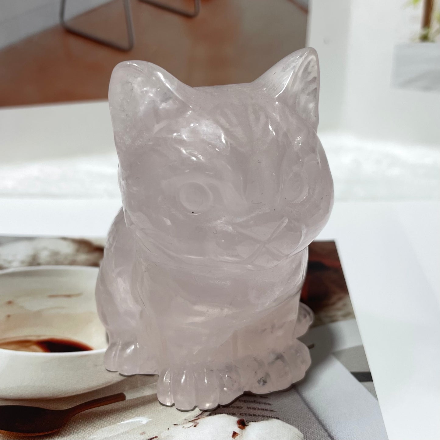 1 Count Rose Quartz Cute Cat Crystal Carving Natural Stone Gem Mining Chakra Balancing Reiki Healing Crystal Mystery Crystal Display Crystal Shopping Online Home Office Decor From IG Crystal