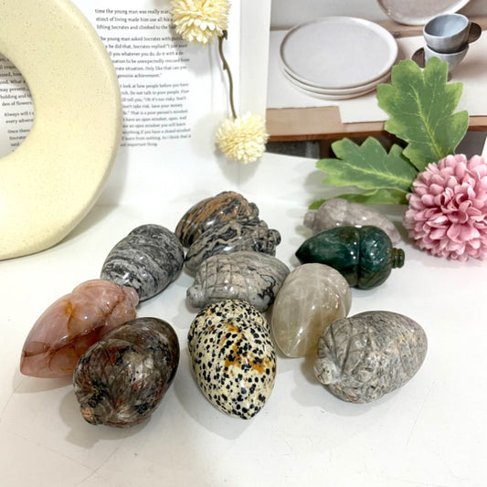 6.5cm Different Maerail Pinecone Crystal Clear Quartz Rose Quartz Dalmatian Jasper Stochastic 5PCS From IG Crystal