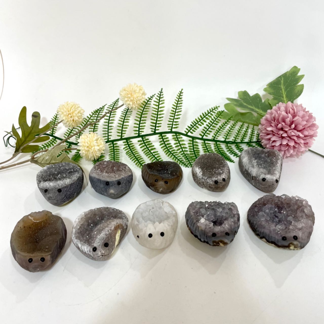 Any 2PCS Druzy Hedgehog Natural Raw Geode From IG Crystal