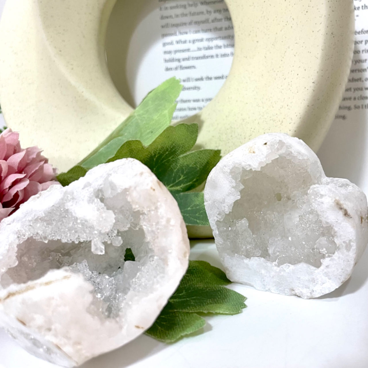 Heart Shape Morocco Agate Geode Healing Crystal Home Decor From IG Crystal