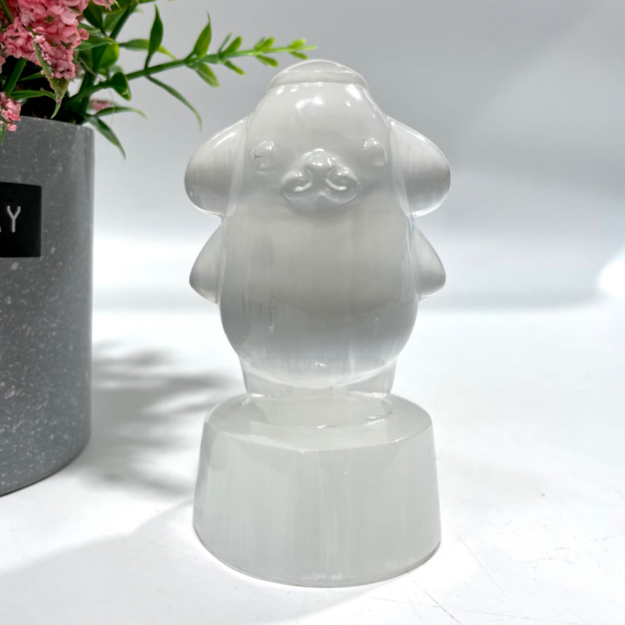 1 Count 10CM Selenite Snowman Christmas Tree Tower Bear Flower Fairy Angel Skull Crystal Natural Gemstone Semi Precious Healing Crystals Enhance Positive Energy Home Decoration From IG Crystal