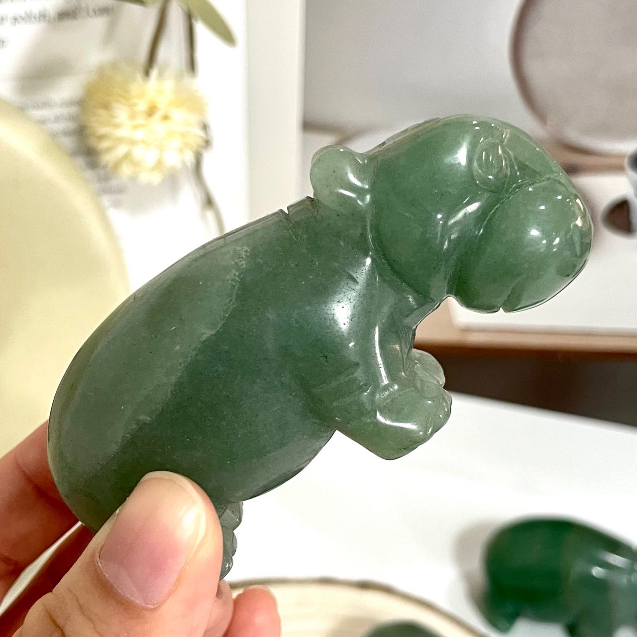 Green Aventurine Hippo Crystal Healing Stone Home Decoration From IG Crystal