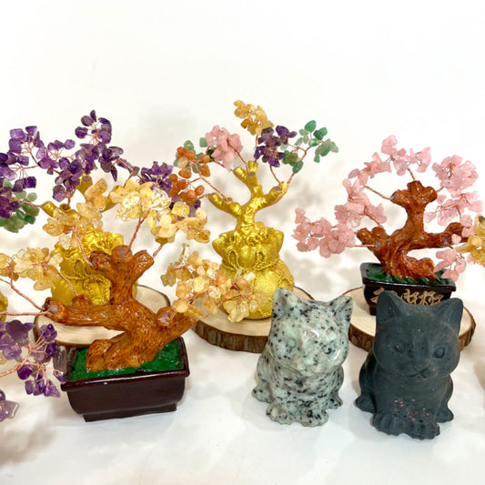 Money Tree Yellow Crytal Amethyst Rose Quartz Green Flourite Healing Crystals and Stones Tree for Home and Office Desk Decoration From IG Crystal