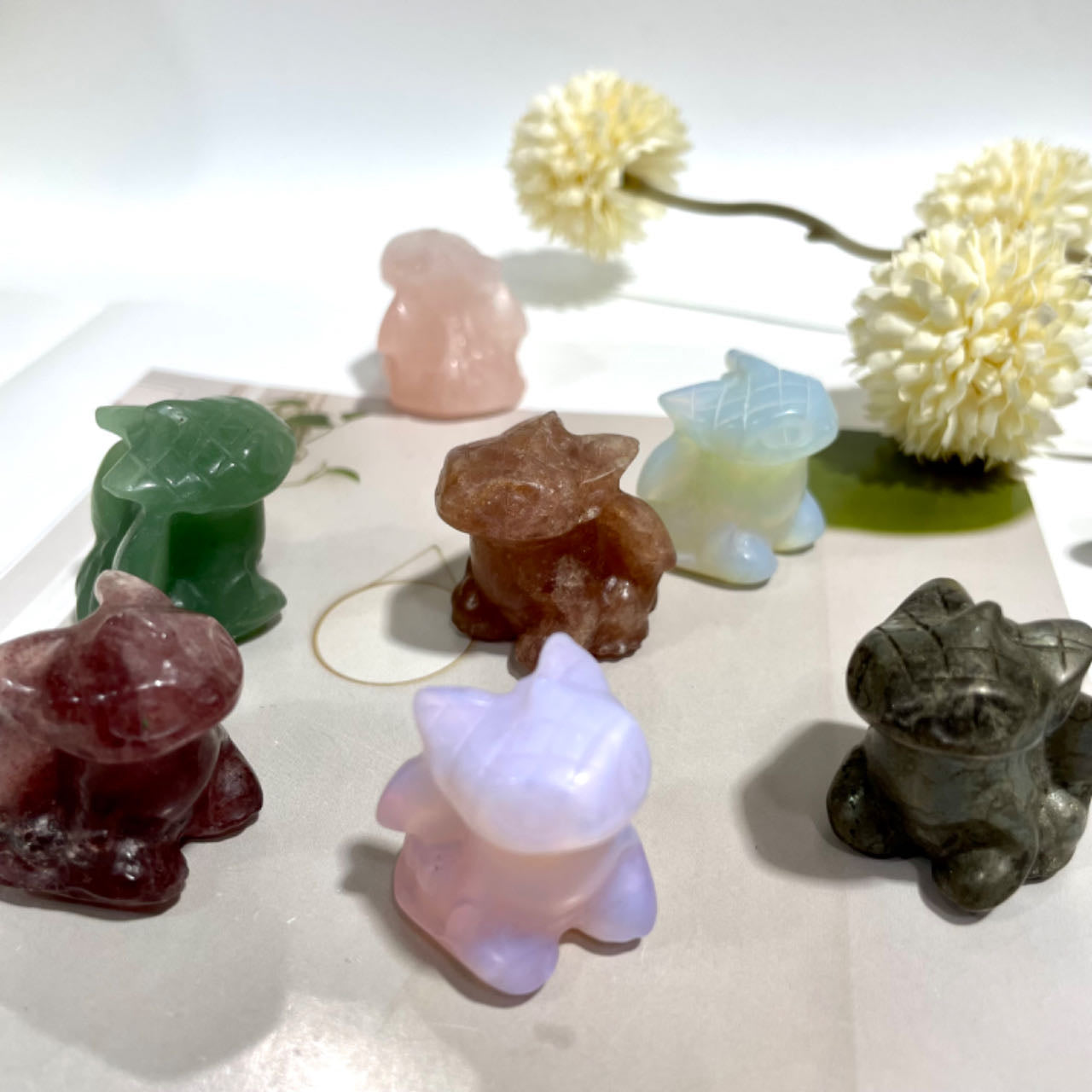 3 Counts Toothless Crystal Amethyst Clear Quartz Kiwi Jasper Green Aventurine Moss Agate Lepidolite Unakite Yellow Jasper Healing Crystal Home Decoration From IG Crystal