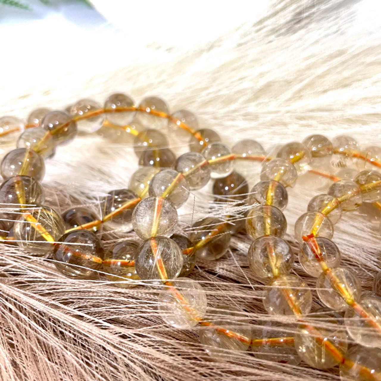 Golden Rutile Bracelet 9mm 10mm 11mm 12mm 13mm Energy Healing Crystals Jewelry for Women DIY Bracelet From IG Crystal