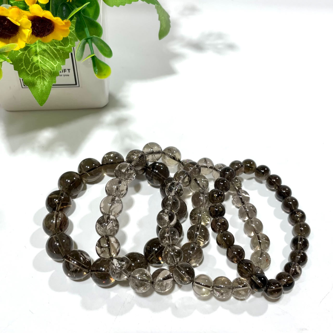 2 Counts Tea-coloured Crystal Bracelet 9~14mm Energy Healing Crystals Jewelry for Women DIY Bracelet From IG Crystal