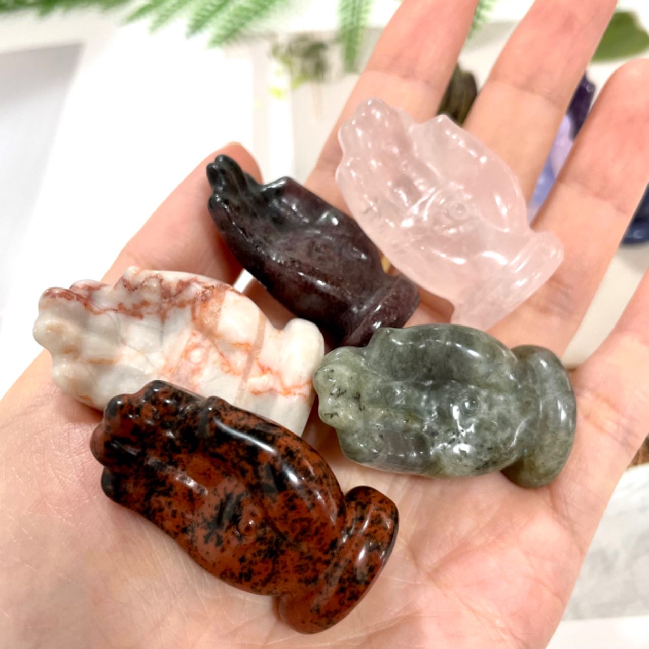 10 Counts Different Material 1.5 Inch Buddha's-hand Crystal Rose Quartz Clear Quartz Kiwi Jasper Sodalite Amethyst Opalite Unakite Healing Crystal From IG Crystal