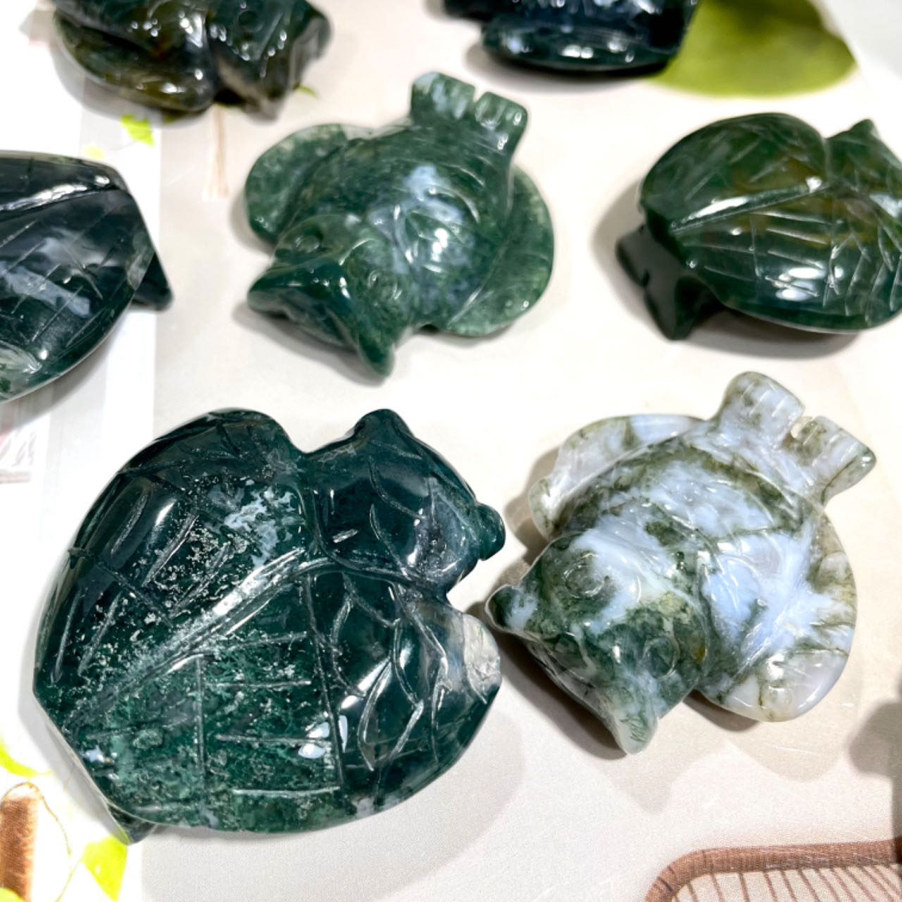 5 Counts Moss Aagte Owl Crystal Healing Stone Home Decoration From IG Crystal