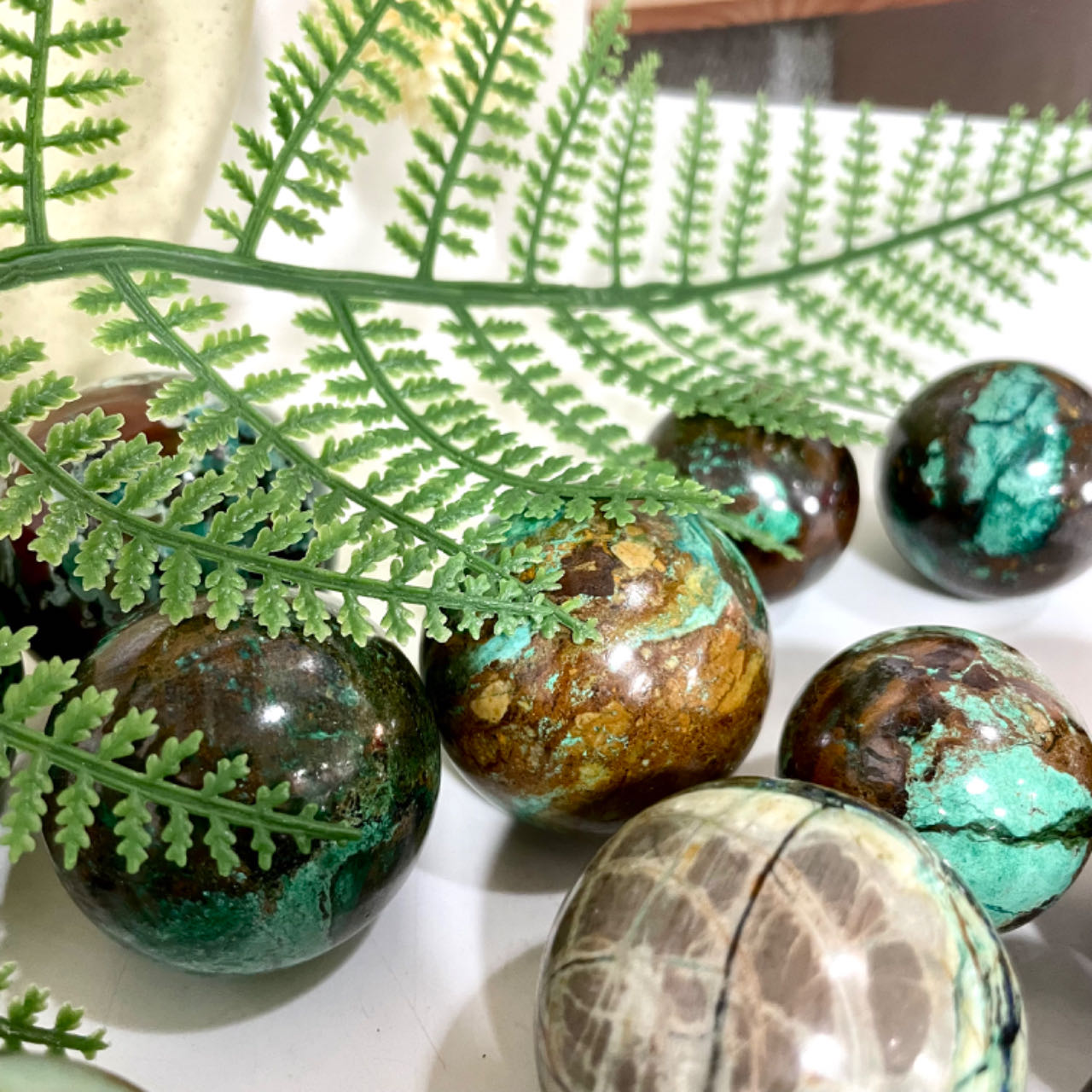1~2 Counts Small Chrysocolla Balls 2.5~5cm Healing Stone Home Decoration From IG Crystal