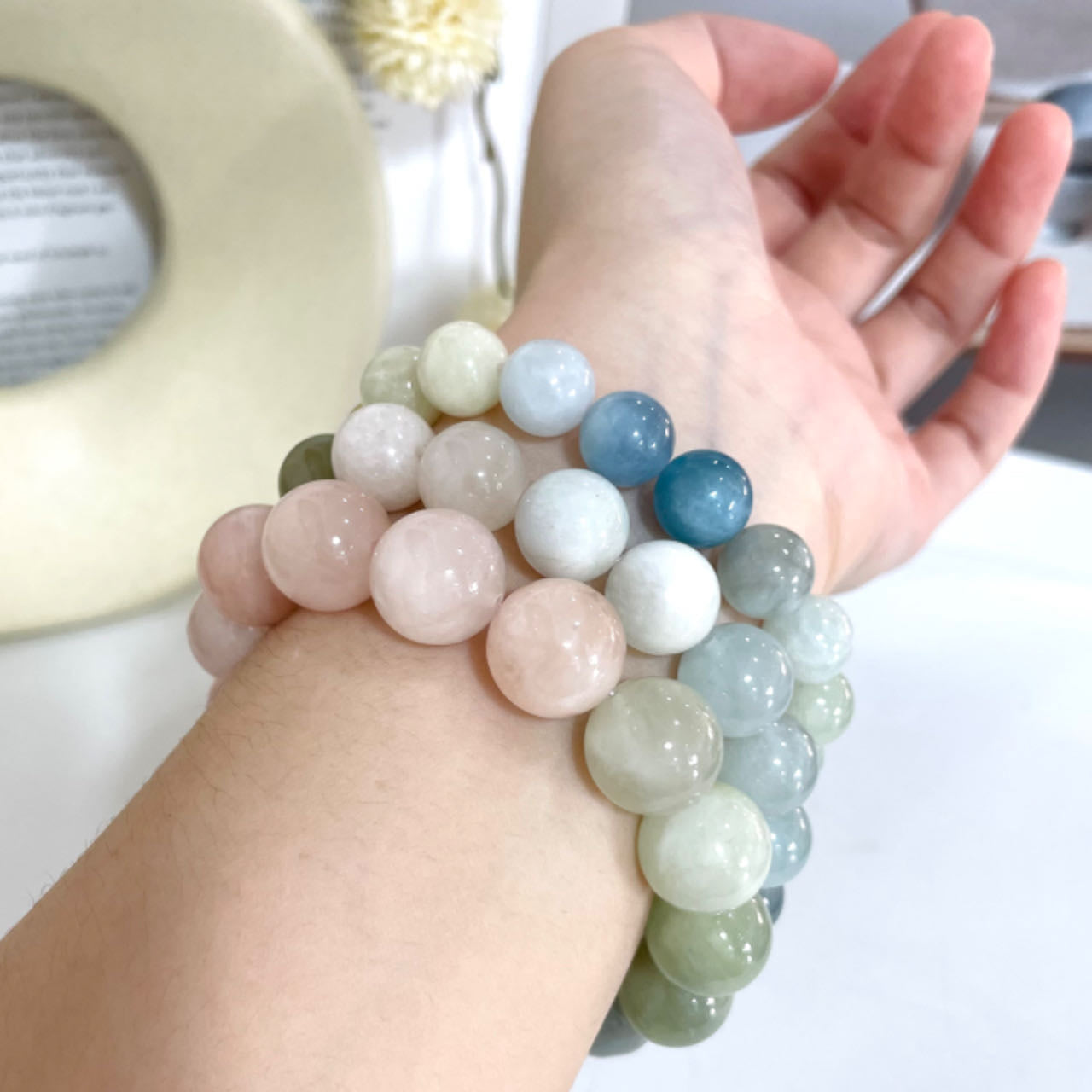 Morganite Bracelet 10mm 12mm 14mm Energy Healing Crystals Jewelry for Women DIY Bracelet From IG Crystal