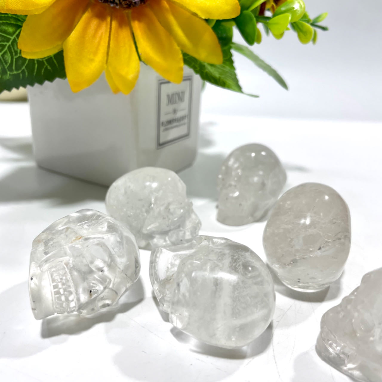 4 Counts Clear Quartz Small Skull Crystal Healing Crystal Home Decoration From IG Crystal