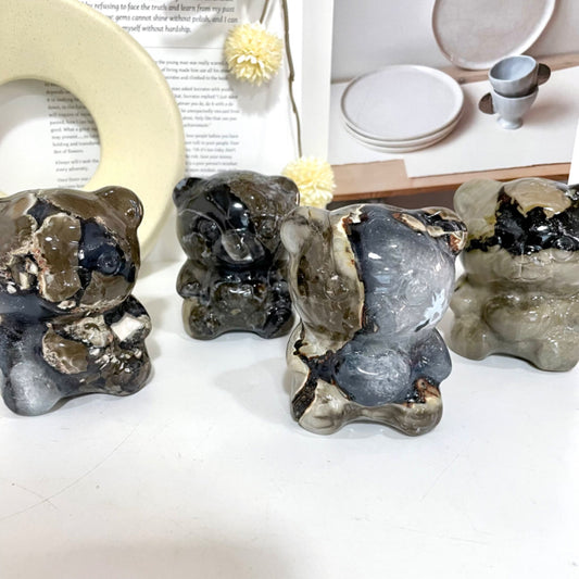 Agate Bear Crystal Healing Stone Animal Collectible Figurine Statue for Reiki From IG Crystal