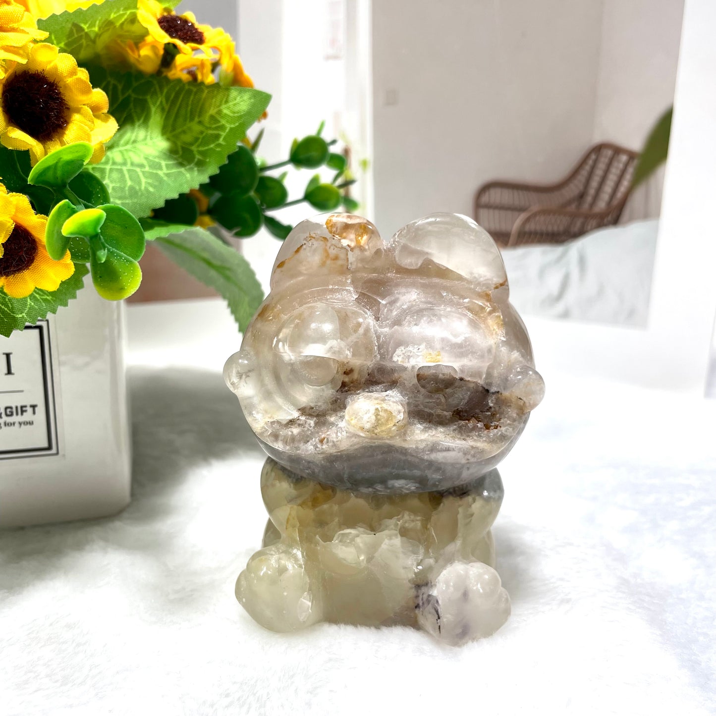 1 Count Fluorite Garfield Crystal Carving Natural Stone Gem Mining Chakra Balancing Reiki Healing Crystal Mystery Crystal Display Crystal Shopping Online Home Office Decor From IG Crystal