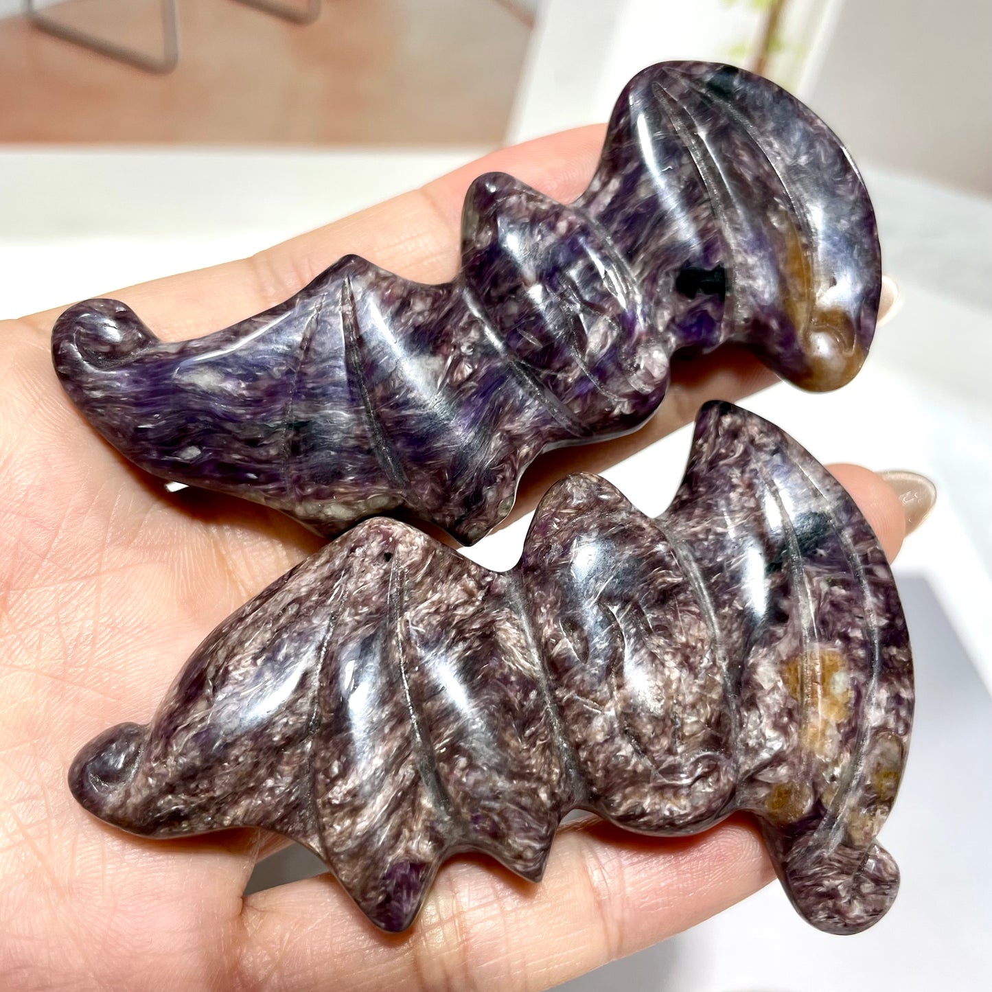 1 Count Charoite Bat Crystal Carving Natural Stone Gem Mining Chakra Balancing Reiki Healing Crystal Mystery Crystal Display Crystal Shopping Online Home Office Decor From IG Crystal