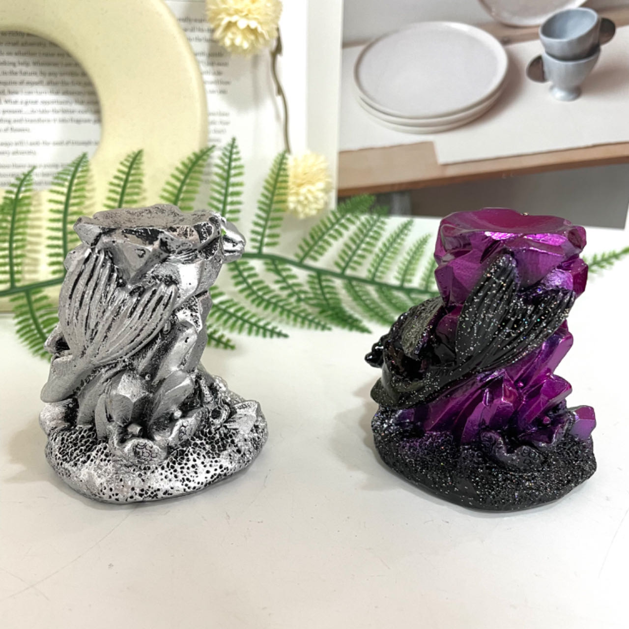 2PCS Stands Black Purple Silver Healing Stone Home Decoration For Crystal Ball From IG Crystal