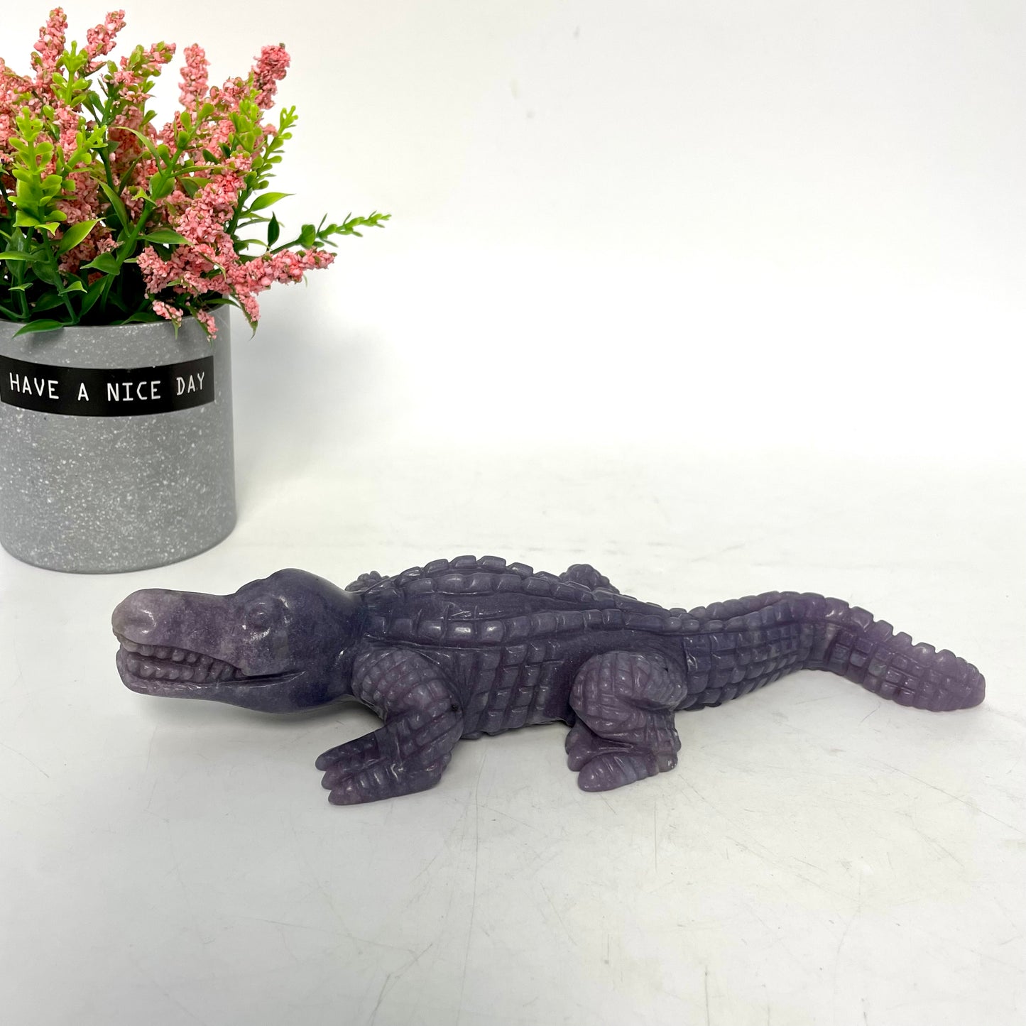 1 Count Purple Aventurine Crocodile Crystal Carving Healing Stones Natural Stone Chakra Balancing Reiki Home Office Decor From IG Crystal