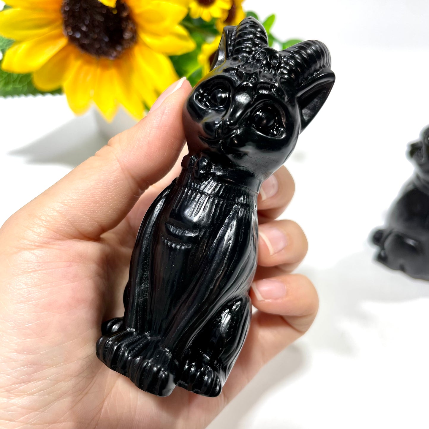 2 Counts Black Obsidian Cute Deer Crystal Carving Healing Stones Natural Stone Chakra Balancing Reiki Home Office Decor From IG Crystal