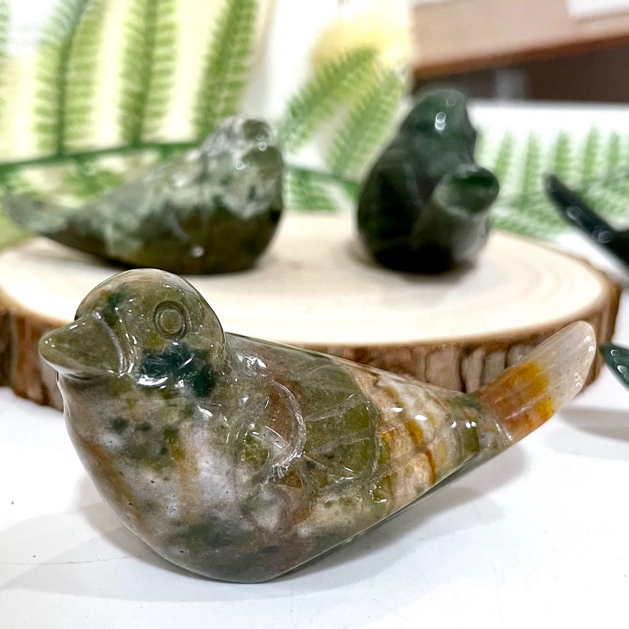 Ocean Jasper Bird Crystal Carving 2 counts Healing Stone Home Decoration From IG Crystal