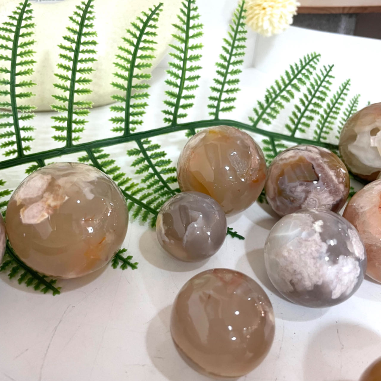 3~5PCS Small Pink Flower Agate Balls 2.5~5cm Healing Stone Home Decoration From IG Crystal