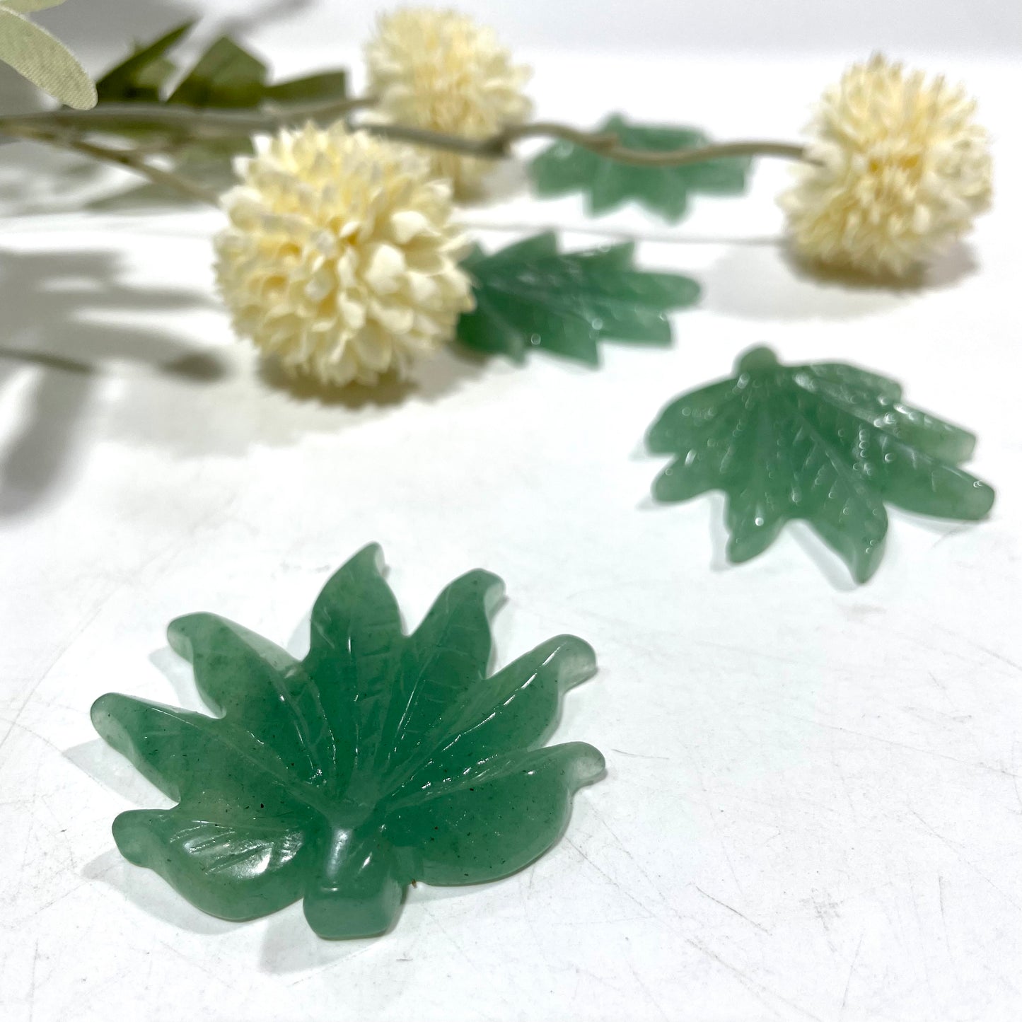 9 Counts Green Aventurine Leaf Crystal Carving Healing Stones Natural Stone Chakra Balancing Reiki Home Office Decor From IG Crystal