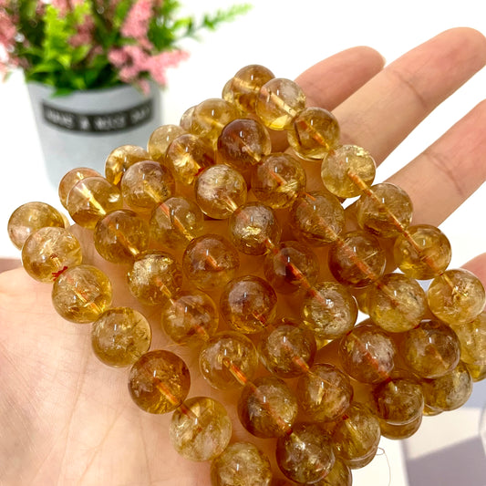 2 Counts Natural Citrine Crystal Bracelet – Healing Crystals Bracelet for Women and Men Teens – Handmade 11mm Round Beaded Bracelets – Attract, Wealth, Prosperity, Success, Girls Gifts, Unisex Mens Bracelet From IG Crystal