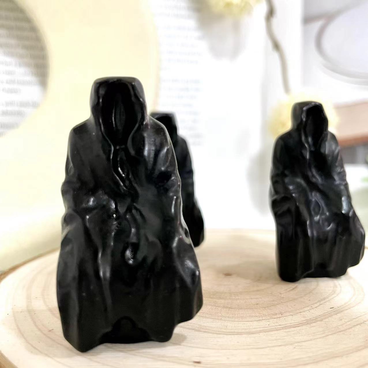 5PCS Death Crystal Black Obsidian 5CM Height Healing Stone From IG Crystal