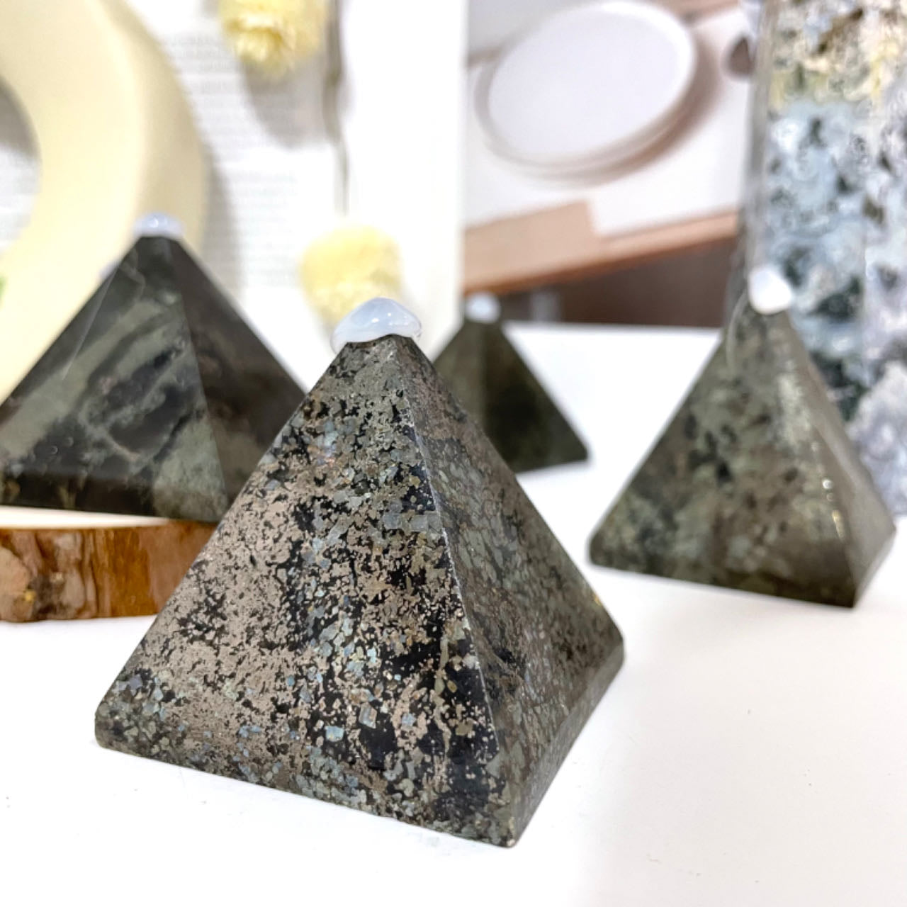 2PCS Pyrite Pyramid Crystal Healing Stone From IG Crystal