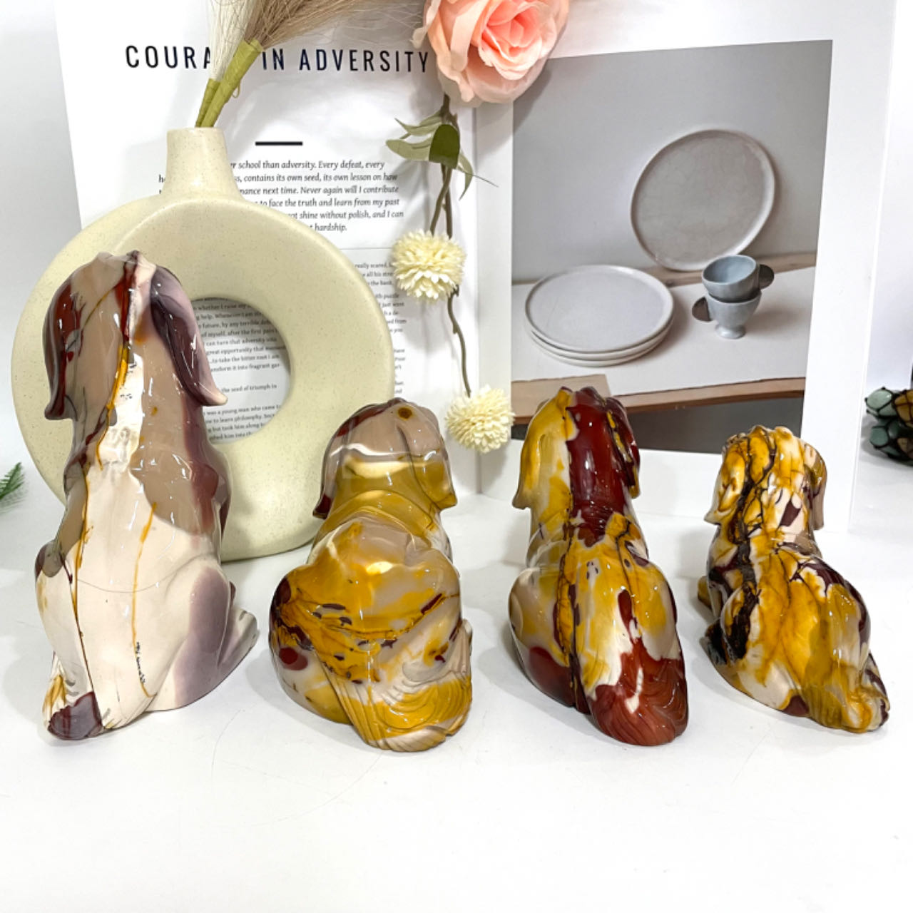 Moonkaite Jasper Animals Crystal Stochastic 1PCS Dog Squirrel Dinosaur Healing Stone Home Decoration From IG Crystal