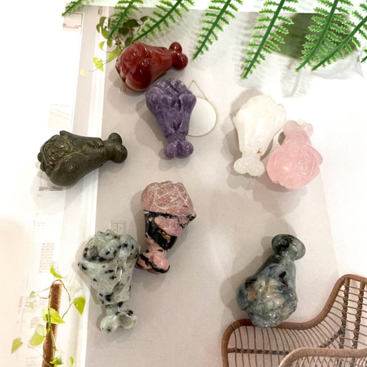 IG Crystal 8 Counts Different Material Chicken Leg Crystal Rose Quartz Clear Quartz Kiwi Jasper Sodalite Amethyst Opalite Unakite Healing Crystal