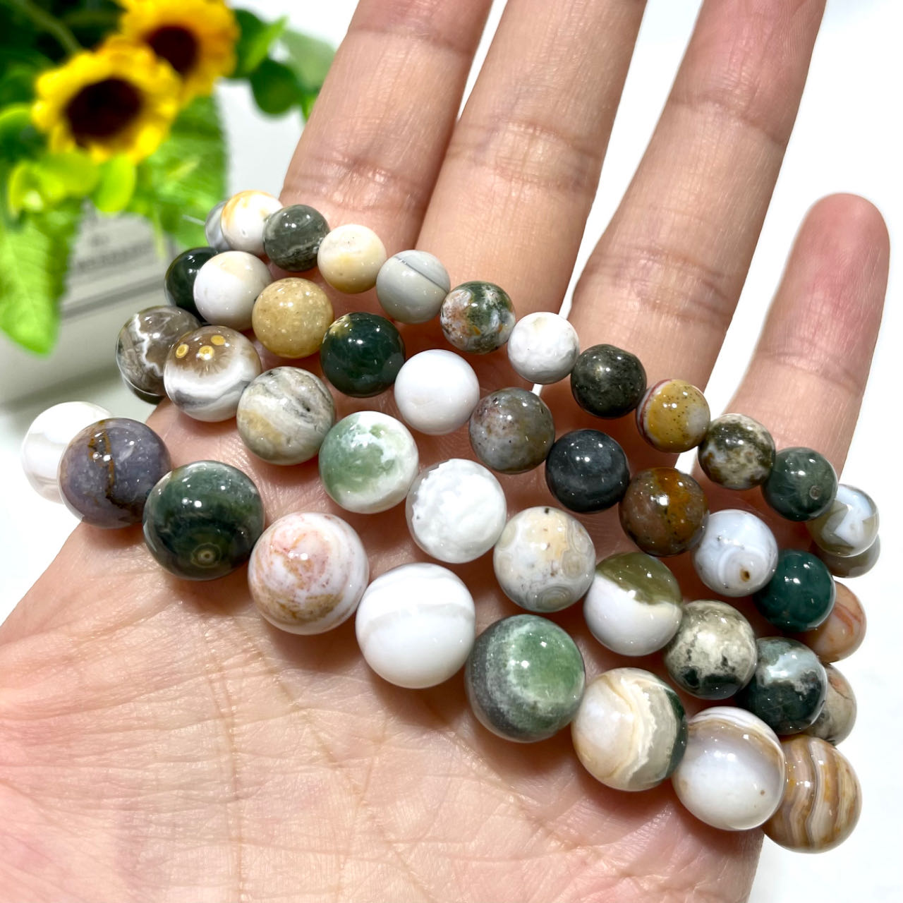 3 Counts Ocean Jasper Crystal Bracelet 7~11mm Energy Healing Crystals Jewelry for Women DIY Bracelet From IG Crystal