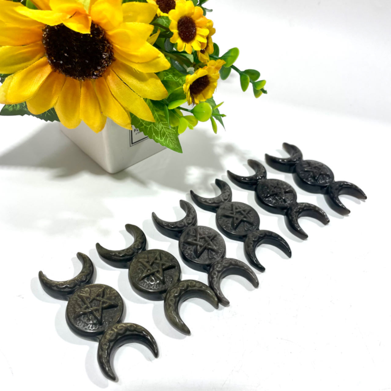 2 Counts Black Obsidian Two Moon Crystal Carving Healing Crystal Gem Reiki Healing Home Decor Crystal Jewelry Shop Pretty Crystals From IG Crystal