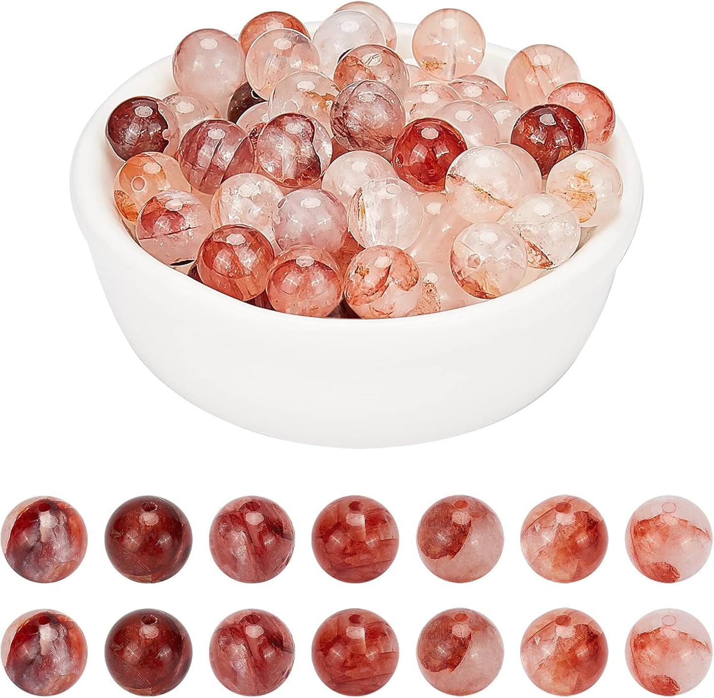 【VIP】8 Spoons Crystal Beads With Spacer Needle DIY Bracelets Moonstone Sunstone Crakle Amethyst Green Garden Quartz Rose Quartz Rainstone Citrine Rainbow Fluorite Copper Rutile Black Flower Agate Black Tiger Eye Black Tourmaline and so on
